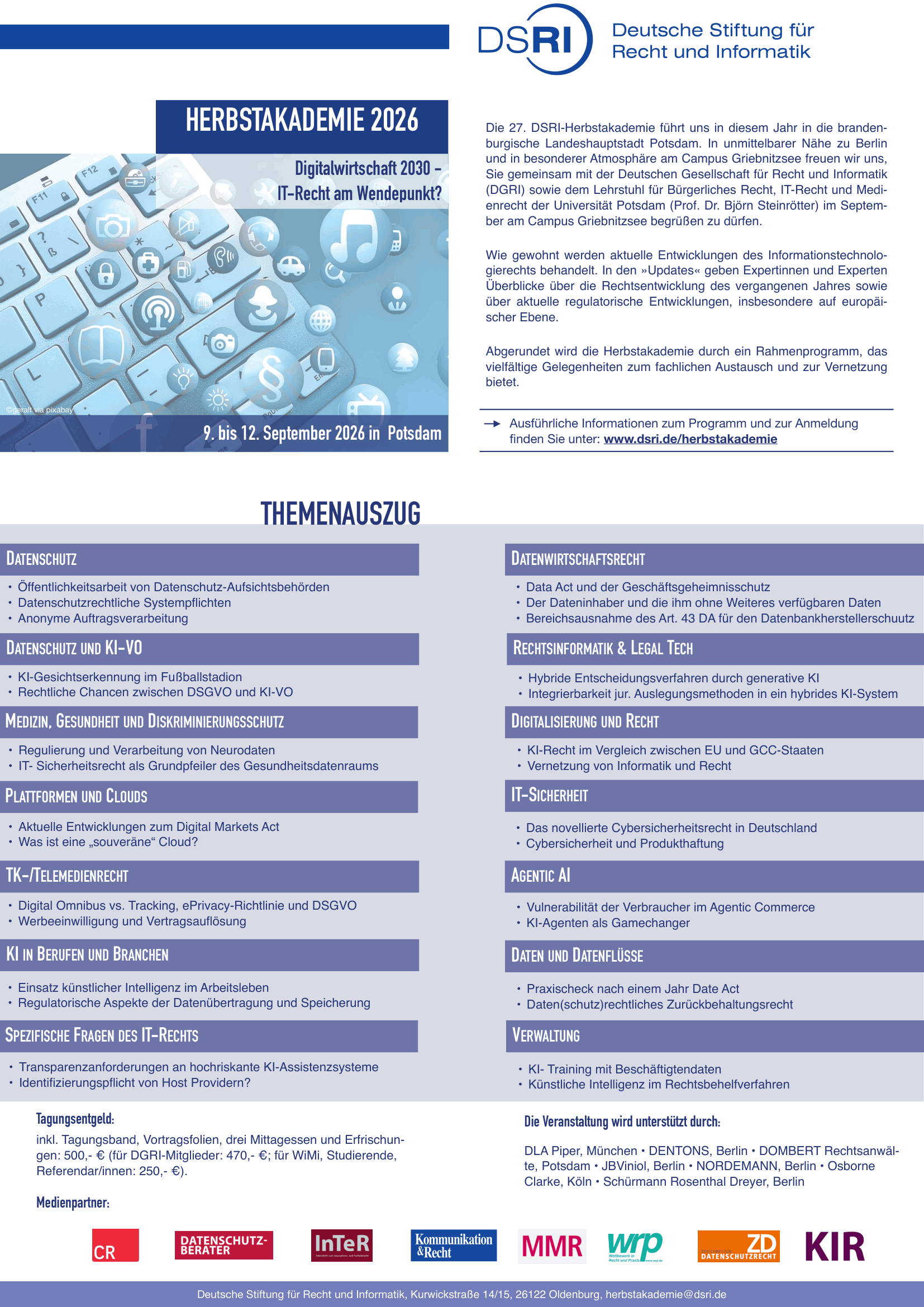 Programm Veranstaltung Herbstakademie 2026 DSRI